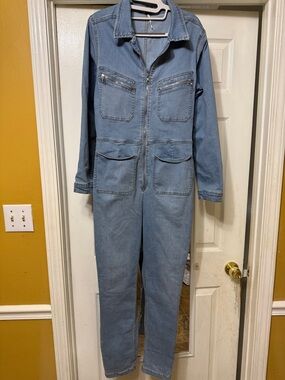 Free People- xl  denim stretch coverall with 6 pockets
